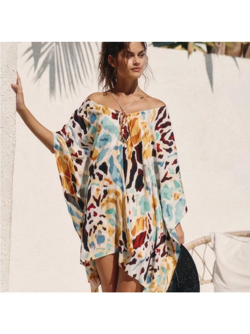 NWT Anthropologie Printed Beach Swim Cover Up S/M Small Medium Colorful Flowy Bo
